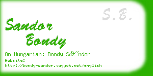 sandor bondy business card